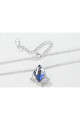 Collier argent cristal bleu Chaine fine - Ref F064 - 03