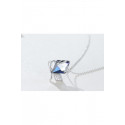 Collier argent cristal bleu Chaine fine - Ref F064 - 04