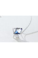 Collier argent cristal bleu Chaine fine - Ref F064 - 04