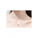 Silver Pendant Necklace Crystal Blue - Ref F065 - 02