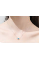 Silver Pendant Necklace Crystal Blue - Ref F065 - 02