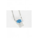 Silver Pendant Necklace Crystal Blue - Ref F065 - 03