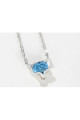 Silver Pendant Necklace Crystal Blue - Ref F065 - 03