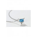 Silver Pendant Necklace Crystal Blue - Ref F065 - 04