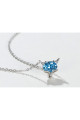 Collier chaine pendentif cristal bleu - Ref F065 - 04