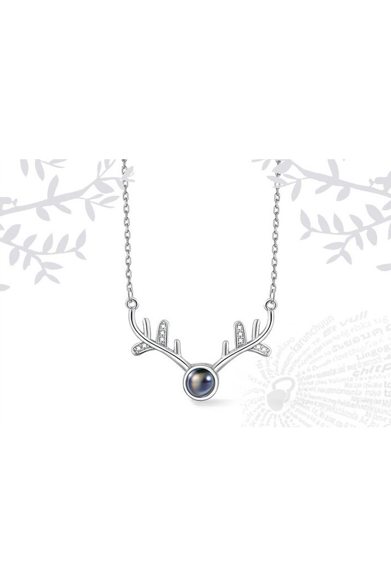 Deer horn fancy necklace black pearl - Ref F045 - 01