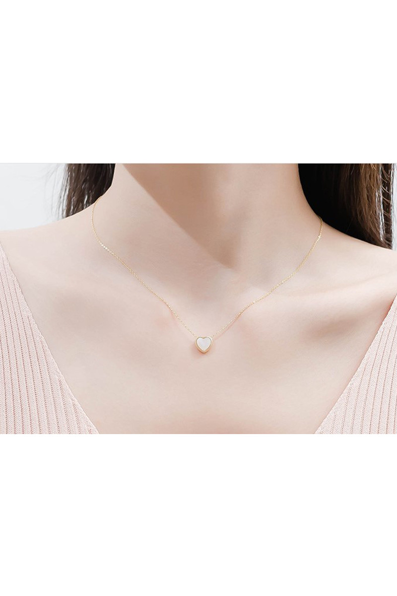 Fashion thin gold chain heart pendant - Ref F067 - 01