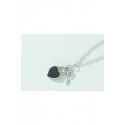 Black heart padlock necklace with key - Ref F068 - 03
