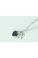 Collier pendentif coeur noir et cadenas - Ref F068 - 03