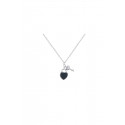 Black heart padlock necklace with key - Ref F068 - 04