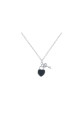 Black heart padlock necklace with key - Ref F068 - 04