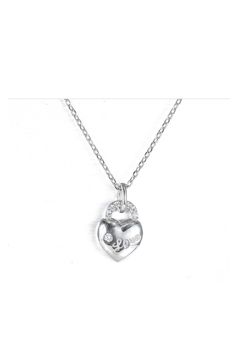 Silver chain love heart charm necklace
