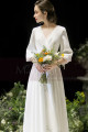 Long Sleeve White Evening Wedding Dress With Back Plunging neckline - Ref L1950 - 02
