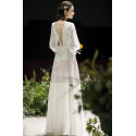 Long Sleeve White Evening Wedding Dress With Back Plunging neckline - Ref L1950 - 04