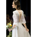 Long Sleeve White Evening Wedding Dress With Back Plunging neckline - Ref L1950 - 05