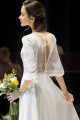 Long Sleeve White Evening Wedding Dress With Back Plunging neckline - Ref L1950 - 05