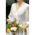 Long Sleeve White Evening Wedding Dress With Back Plunging neckline - Ref L1950 - 06