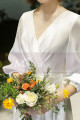 Robe Soirée Blanche Simple Pour Mariage Dos Nu Manche Longue Fermée En Mousseline - Ref L1950 - 06