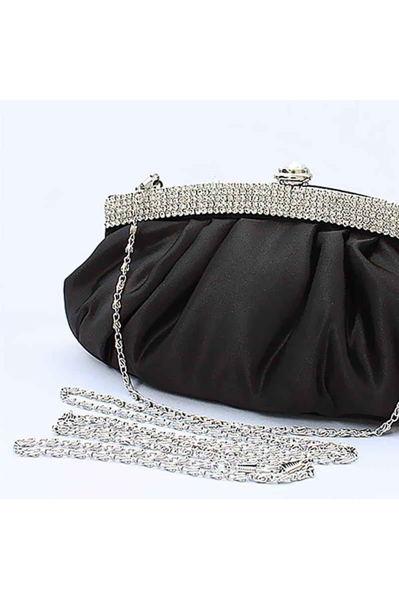 Black evening bag with shoulder strap - Ref SAC089 - 01