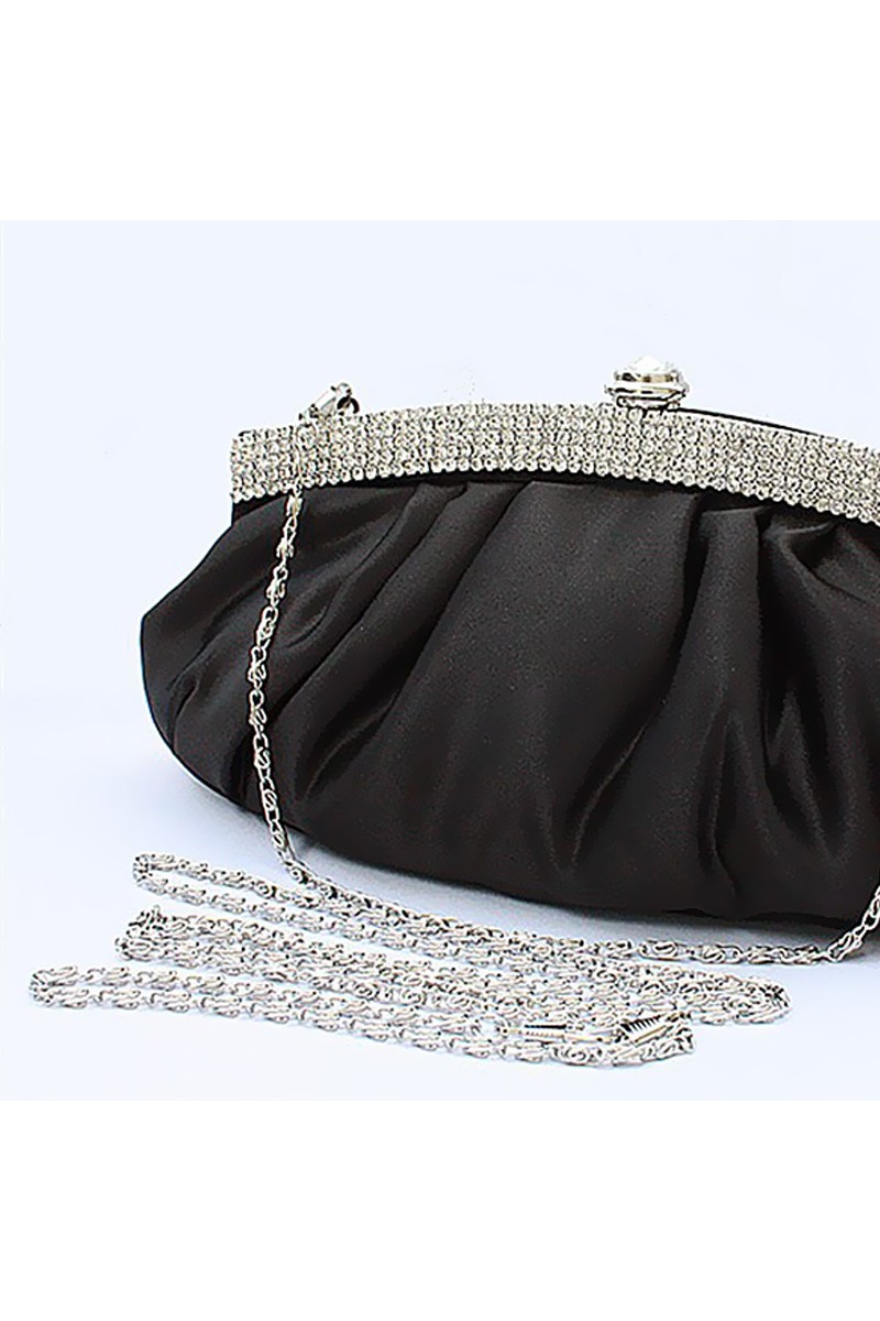 Jolie pochette noire soirée avec strass - Ref SAC089 - 01