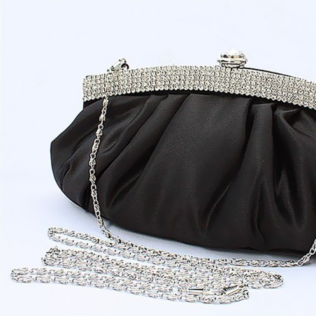 Black evening bag with shoulder strap