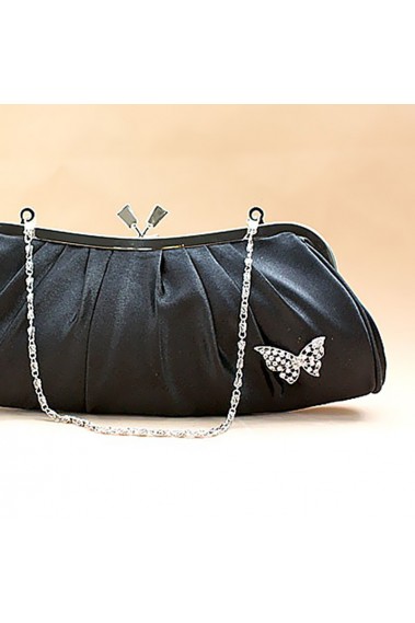 Satin black clutch bags with butterfly - SAC091 #1