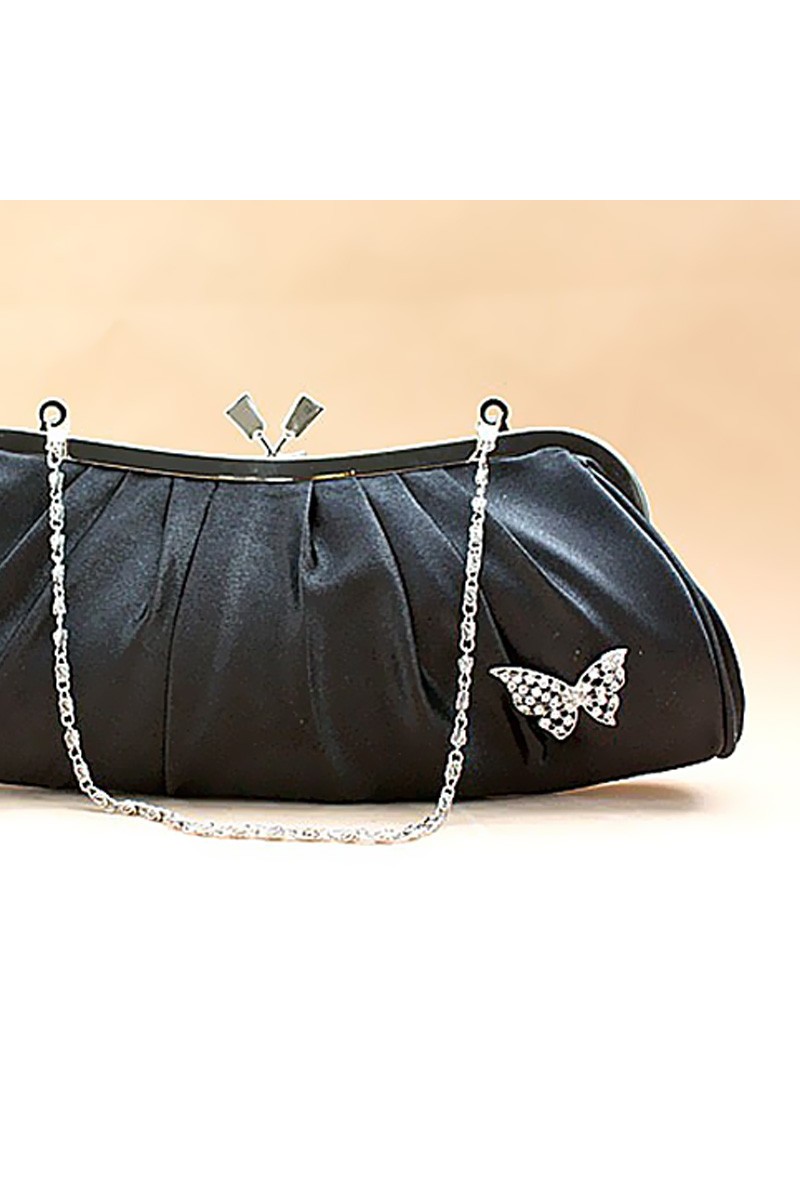 Pochette noire mariage papillon - Ref SAC091 - 01