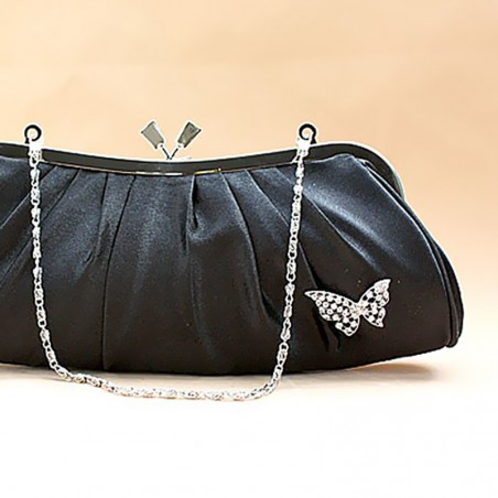 Pochette noire mariage papillon