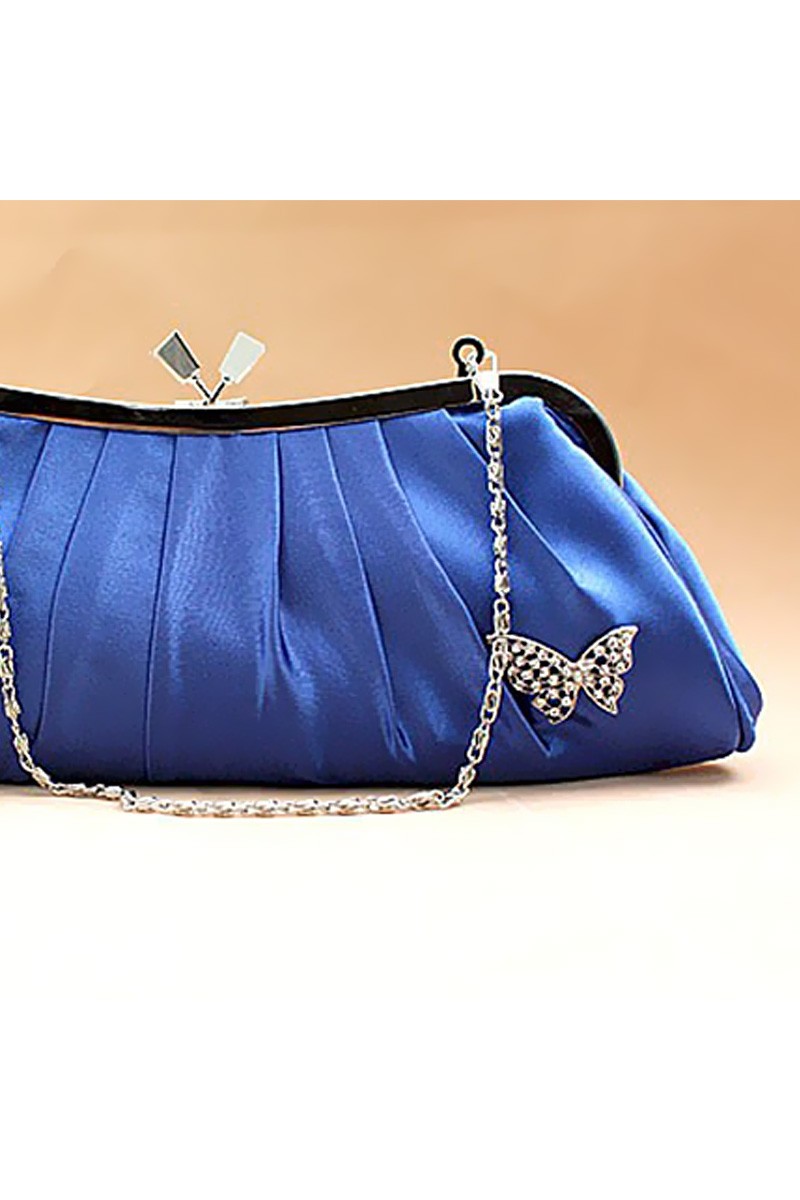 Royal blue satin clutch bags butterfly - Ref SAC093 - 01