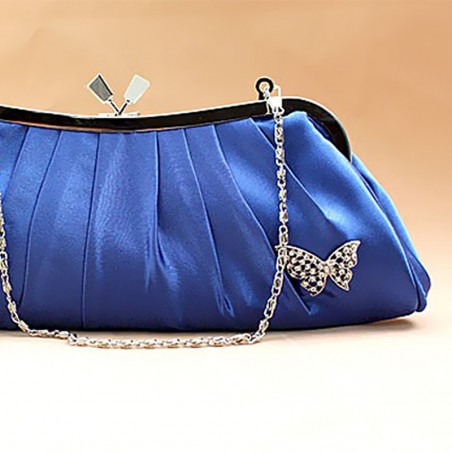 Royal blue satin clutch bags butterfly