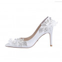 Pretty White Wedding Sandals With Heels - Ref CH111 - 02