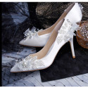 Pretty White Wedding Sandals With Heels - Ref CH111 - 03