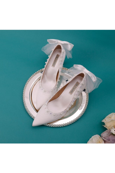 Gorgeous Wedding White Shoes With Pearls - CH112 #1