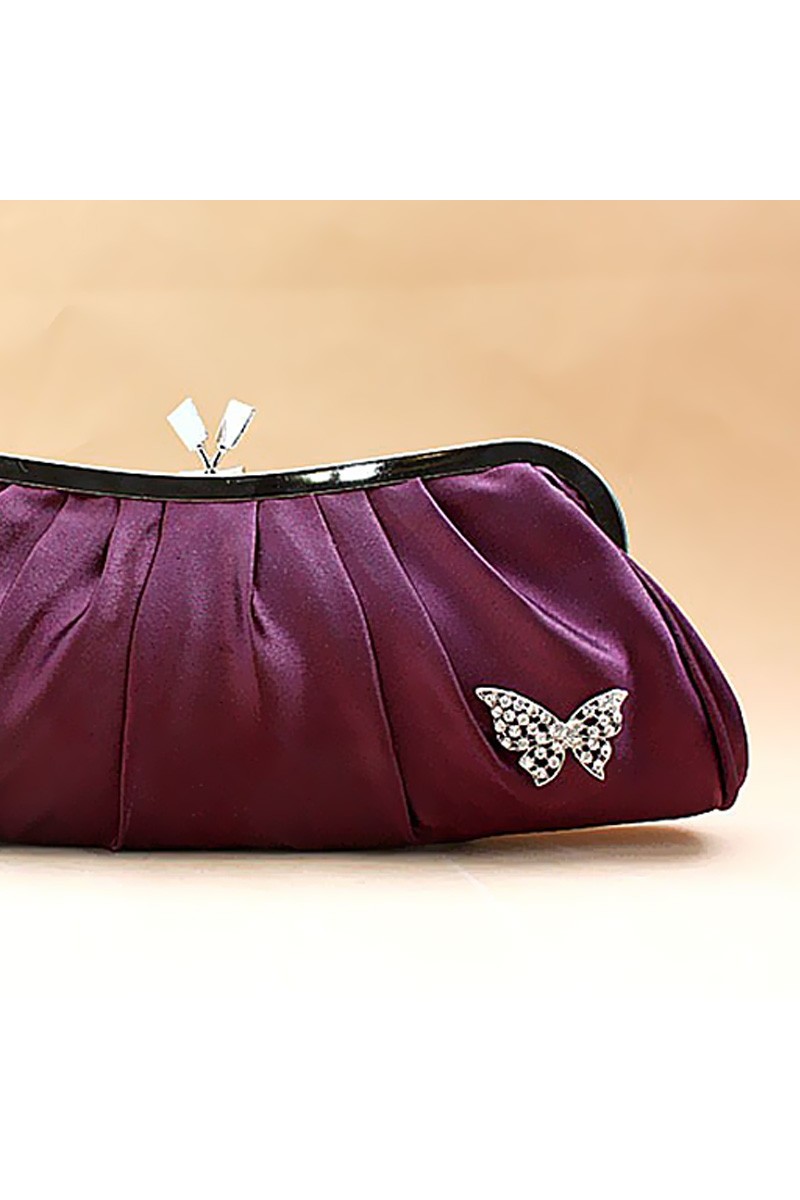 Violet evening clutch with butterfly - Ref SAC097 - 01