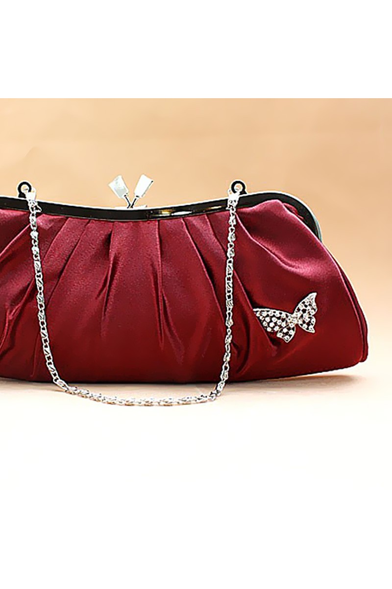 Butterfly cheap burgundy evening bag - Ref SAC098 - 01
