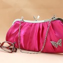 Satin pink evening clutch with chain - Ref SAC099 - 02