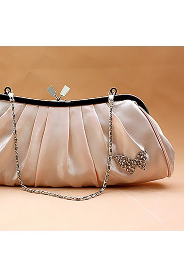 Pochette De Soirée Femme – Satin Pailleté, Chaîne Amovible, 24x14x5 Cm, Idéale Mariage, Fête