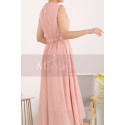 High Low Chiffon Cocktail Gown Pink Pleated Skirt - Ref C906 - 04