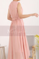 High Low Chiffon Cocktail Gown Pink Pleated Skirt - Ref C906 - 04