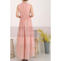 High Low Chiffon Cocktail Gown Pink Pleated Skirt - Ref C906 - 05