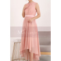 High Low Chiffon Cocktail Gown Pink Pleated Skirt - Ref C906 - 02