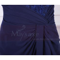High Collar Navy Blue Short Lace Long Sleeve Evening Gowns - Ref C902 - 06