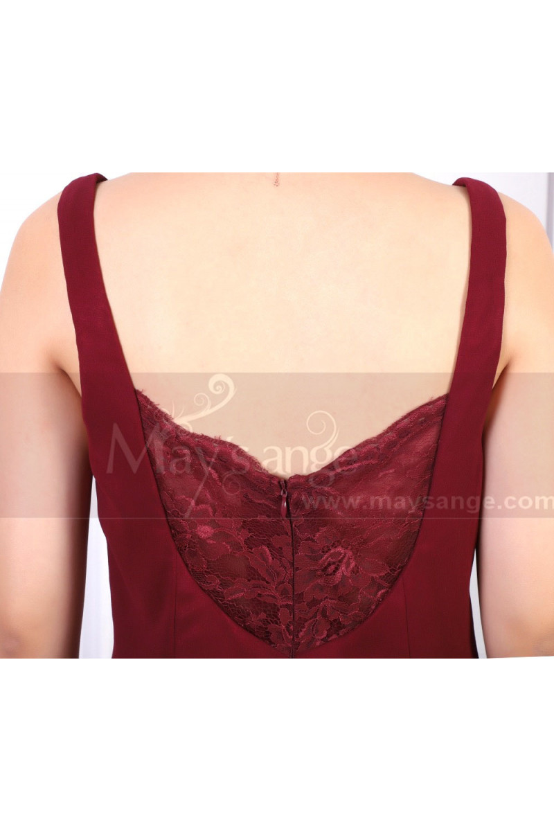 Robe De Soir?�e Femme Grande Taille Bordeaux A Bretelles Et D?�collet?� Carr?� - Ref L1952 - Robes 