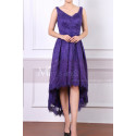Sleeveless Purple Lace Wedding Guest Dresses High-Low Skirt - Ref C903 - 03
