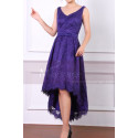 Sleeveless Purple Lace Wedding Guest Dresses High-Low Skirt - Ref C903 - 04