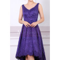 Sleeveless Purple Lace Wedding Guest Dresses High-Low Skirt - Ref C903 - 05