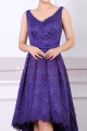 Sleeveless Purple Lace Wedding Guest Dresses High-Low Skirt - Ref C903 - 05