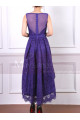 Sleeveless Purple Lace Wedding Guest Dresses High-Low Skirt - Ref C903 - 02