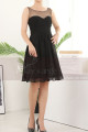 Robe Noire De Cocktail Courte Dos Nu Mousseline - Ref C904 - 05