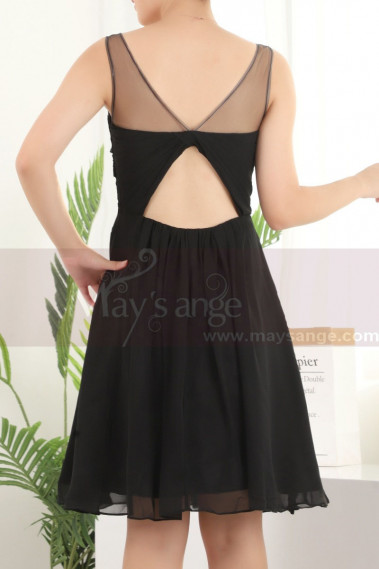 Cutout Back Little Sexy Short Chiffon Black Dress - C904 #1